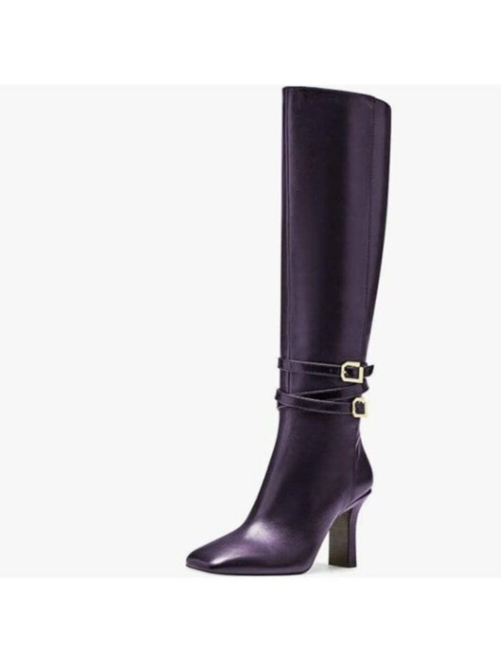 FSJ Purple Knee High Long Boots Closed Toe Chunky Heel Side Zipper Fall Shoes